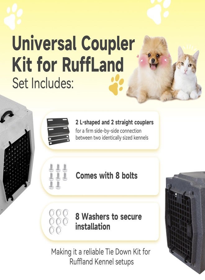 Terixe 4 Pack Coupler Kit Compatible with Ruffland Kennel, Tie Down Kit for Medium, Intermediate, Large Kennels, Fit for Gen 2 Only，with Bolts and Washers（ Not Applicable to X-Large Size） - Image 5